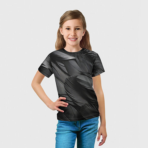 Детская футболка Черные перья ворона / 3D-принт – фото 5