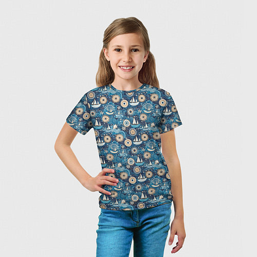 Детская футболка Кораблики и волны / 3D-принт – фото 5