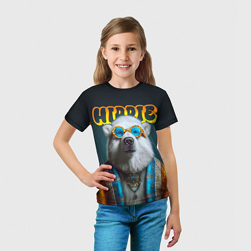 Детская футболка Хиппи белый медведь / 3D-принт – фото 5