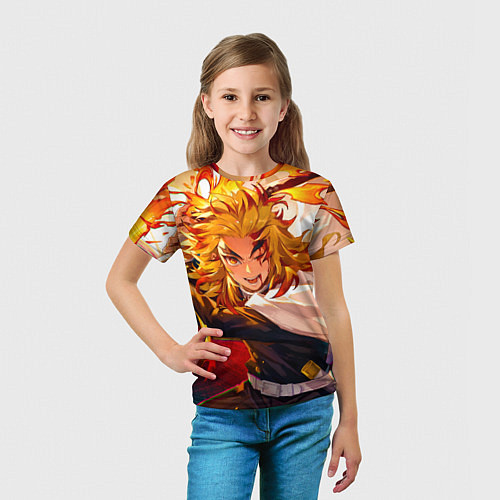 Детская футболка Клинок, рассекающий демонов Ренгоку / 3D-принт – фото 5