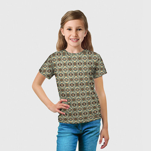 Детская футболка Золотисто-коричневая симметрия / 3D-принт – фото 5