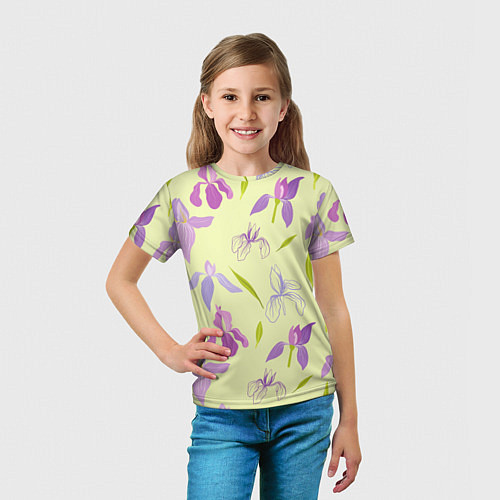 Детская футболка Фиолетовые лилии / 3D-принт – фото 5