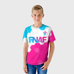 Футболка детская FNAF neon gradient style: символ сверху, цвет: 3D-принт — фото 2