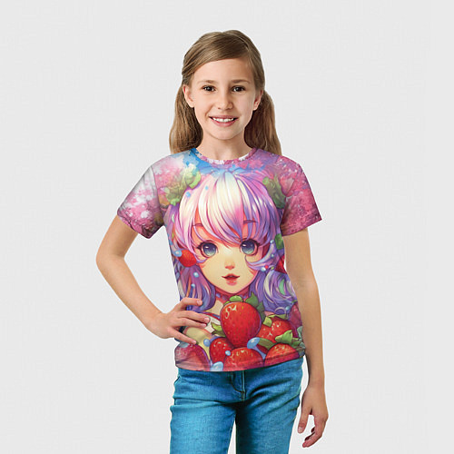 Детская футболка Девушка с фиолетовыми волосами / 3D-принт – фото 5