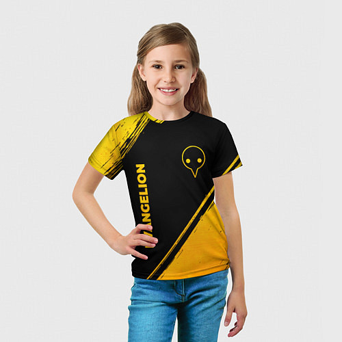 Детская футболка Evangelion - gold gradient: надпись, символ / 3D-принт – фото 5