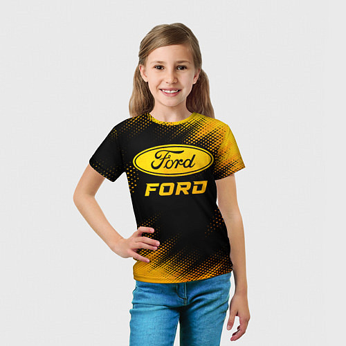 Детская футболка Ford - gold gradient / 3D-принт – фото 5