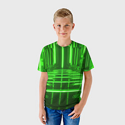 Футболка детская Зеленые световые объекты, цвет: 3D-принт — фото 2