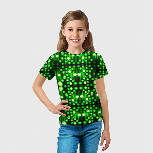 Детская футболка Ярко-зелёный точечный узор / 3D-принт – фото 5
