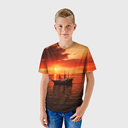Футболка детская Яхта в вечернем море, цвет: 3D-принт — фото 2