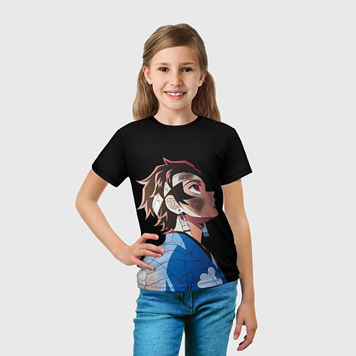 Детская футболка Танджиро - клинок - минимализм / 3D-принт – фото 5