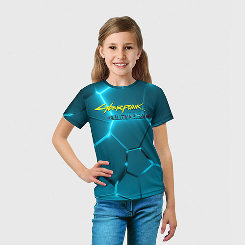 Детская футболка Cyberpunk 2077 phantom liberty blue logo / 3D-принт – фото 5