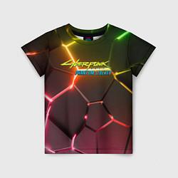 Футболка детская Cyberpunk 2077 phantom liberty logo neon, цвет: 3D-принт