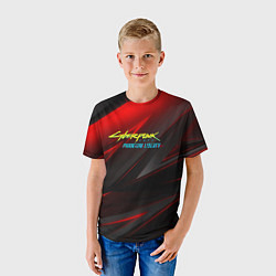 Футболка детская Cyberpunk 2077 phantom liberty red black logo, цвет: 3D-принт — фото 2