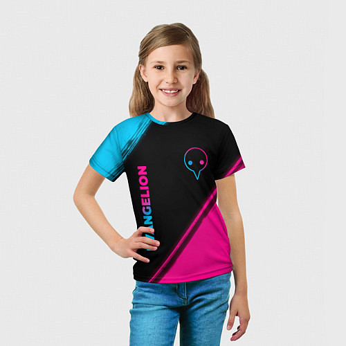 Детская футболка Evangelion - neon gradient: надпись, символ / 3D-принт – фото 5