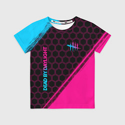 Футболка детская Dead by Daylight - neon gradient: надпись, символ, цвет: 3D-принт