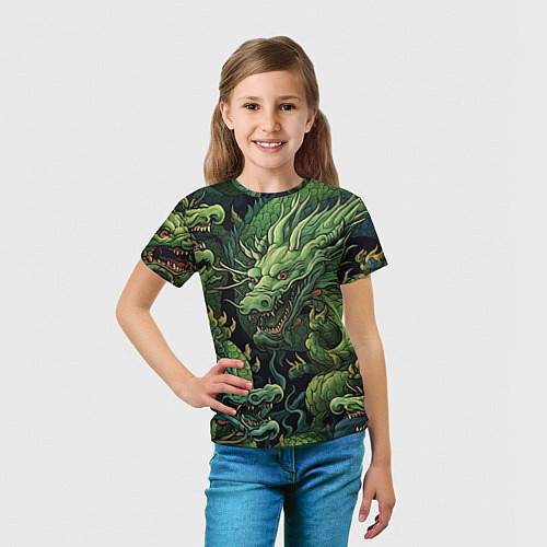 Детская футболка Зеленые драконы: арт нейросети / 3D-принт – фото 5