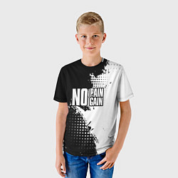 Футболка детская No pain no gain - белый, цвет: 3D-принт — фото 2