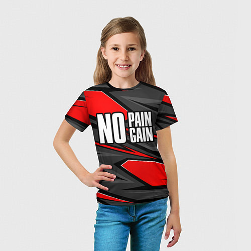 Детская футболка No pain no gain - красный / 3D-принт – фото 5