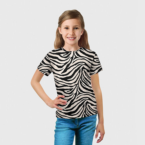 Детская футболка Полосатая шкура зебры, белого тигра / 3D-принт – фото 5