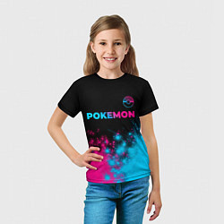 Футболка детская Pokemon - neon gradient: символ сверху, цвет: 3D-принт — фото 2