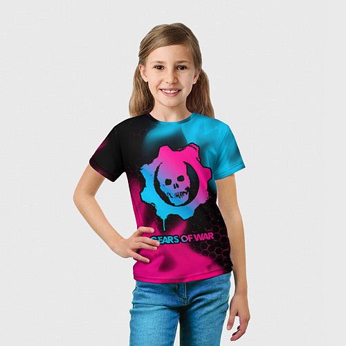 Детская футболка Gears of War - neon gradient / 3D-принт – фото 5