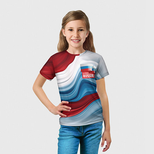 Детская футболка Флаг России абстракт / 3D-принт – фото 5