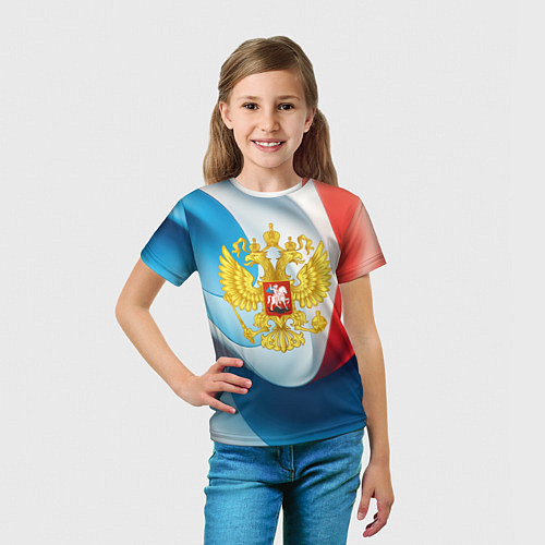Детская футболка Герб РФ абстрактный фон / 3D-принт – фото 5