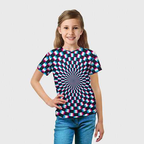 Детская футболка Оптическая иллюзия глитч / 3D-принт – фото 5