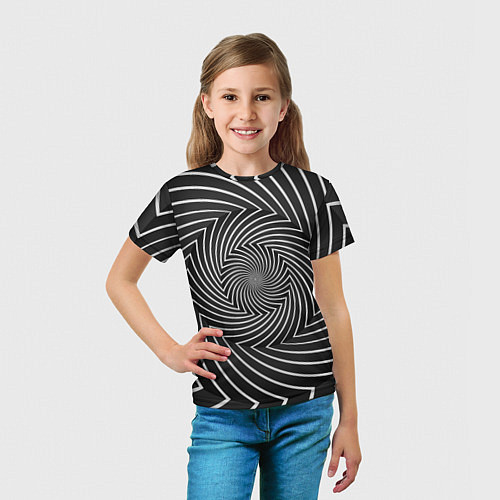Детская футболка Оптическая иллюзия изогнутые линии / 3D-принт – фото 5