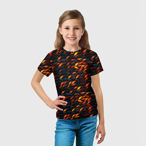 Детская футболка Black orange texture / 3D-принт – фото 5
