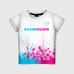 Футболка детская Evangelion neon gradient style: символ сверху, цвет: 3D-принт