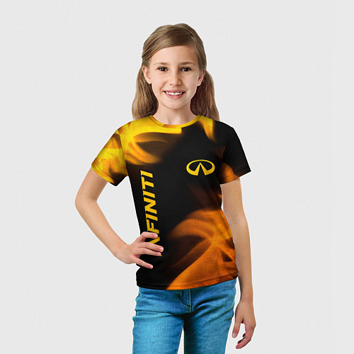 Детская футболка Infiniti - gold gradient: надпись, символ / 3D-принт – фото 5