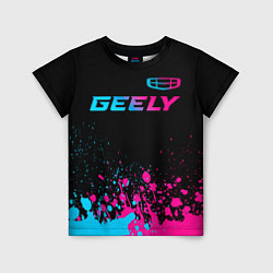 Футболка детская Geely - neon gradient: символ сверху, цвет: 3D-принт