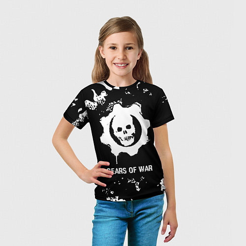 Детская футболка Gears of War glitch на темном фоне / 3D-принт – фото 5