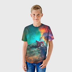 Футболка детская Аморфный цветастый космос, цвет: 3D-принт — фото 2