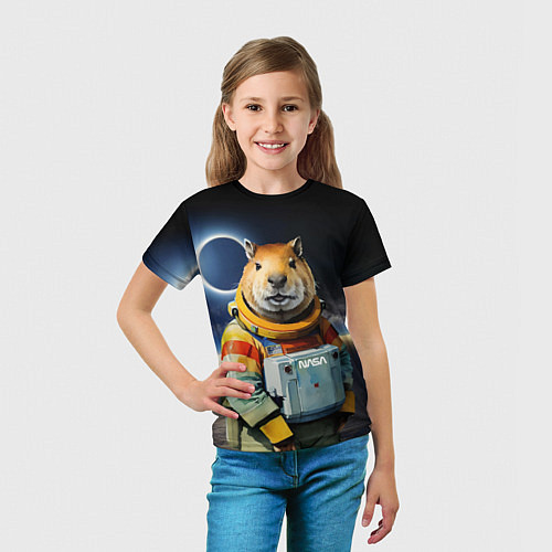 Детская футболка Capy astronaut - Nasa - neural network / 3D-принт – фото 5
