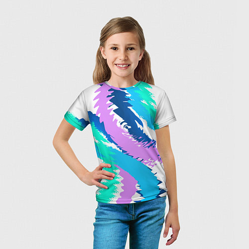 Детская футболка Абстрактный рисунок неоновых тонов / 3D-принт – фото 5