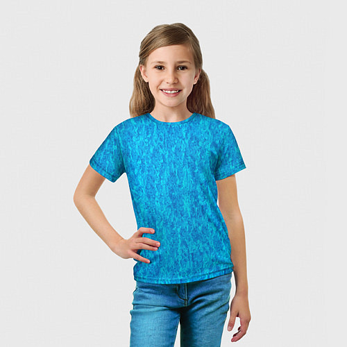 Детская футболка Абстракция лазурный голубой / 3D-принт – фото 5