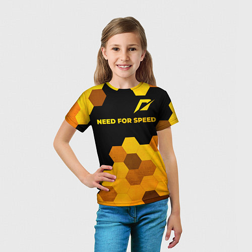 Детская футболка Need for Speed - gold gradient: символ сверху / 3D-принт – фото 5
