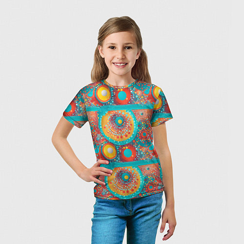 Детская футболка Круги полосы абстракция / 3D-принт – фото 5