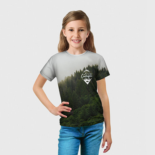 Детская футболка Я из Сибири на фоне леса / 3D-принт – фото 5