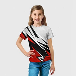 Футболка детская Бело-красная униформа для зала, цвет: 3D-принт — фото 2