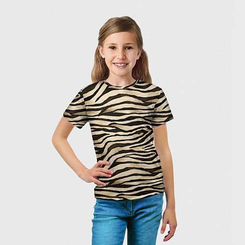 Детская футболка Шкура зебры и белого тигра / 3D-принт – фото 5