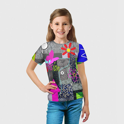 Детская футболка Техника пэчворк / 3D-принт – фото 5