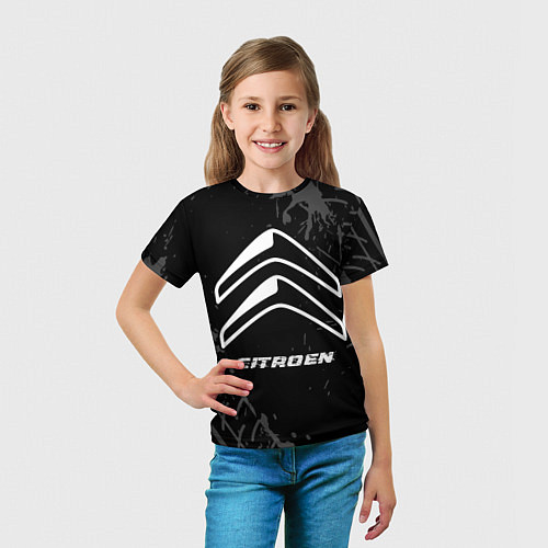 Детская футболка Citroen speed на темном фоне со следами шин / 3D-принт – фото 5