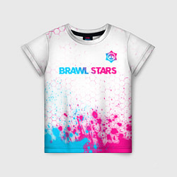 Детская футболка Brawl Stars neon gradient style: символ сверху