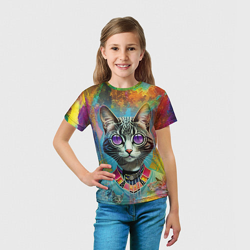 Детская футболка Cat fashionista - neural network / 3D-принт – фото 5