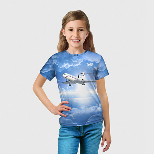 Детская футболка Ту-154 в морозном небе / 3D-принт – фото 5