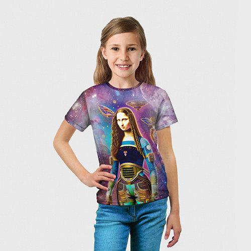 Детская футболка Современная девушка по имени Джоконда / 3D-принт – фото 5