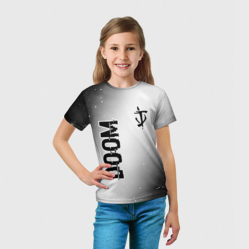 Детская футболка Doom glitch на светлом фоне: надпись, символ / 3D-принт – фото 5